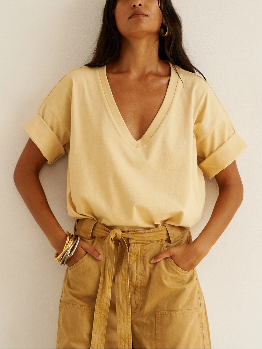 Jamie Haller the V Tee in Butter - Size P